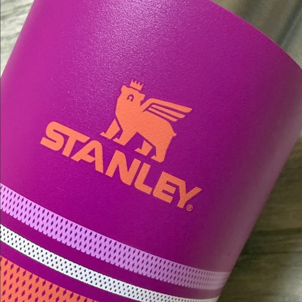 Stanley Purple Tumbler with Coral Lid and Stripe Accents 30oz.